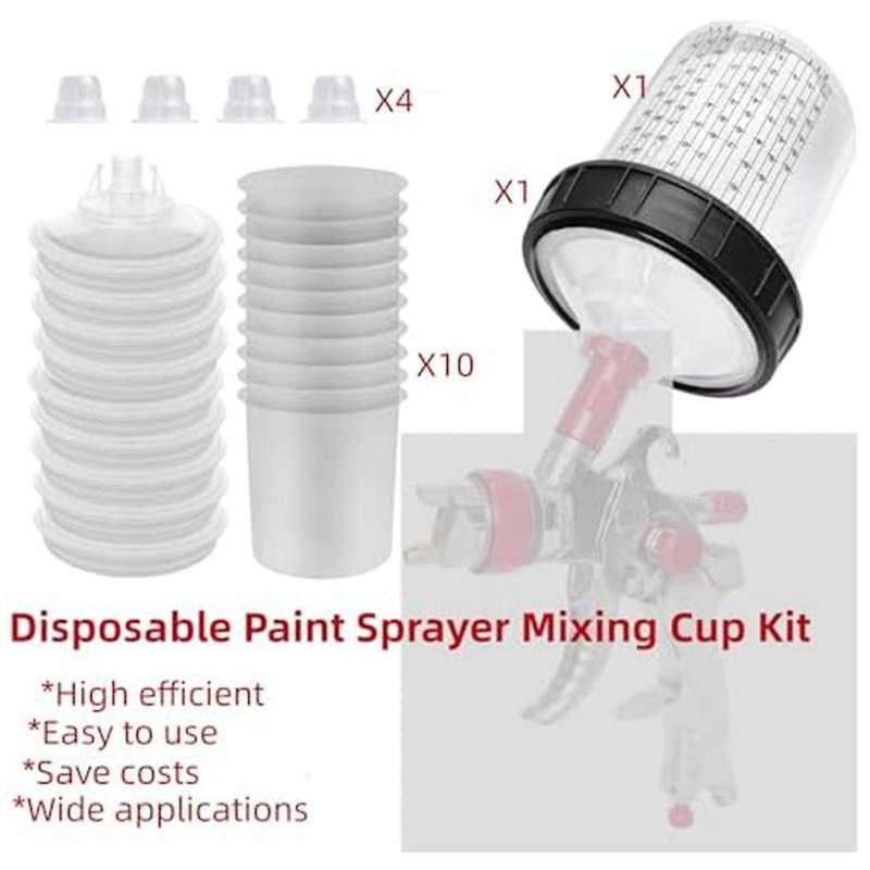 810Ml Visual Spray Tank, Hard Cup with Scale and Holder and Lid for Spray Gunfiltration System, 4 Cu