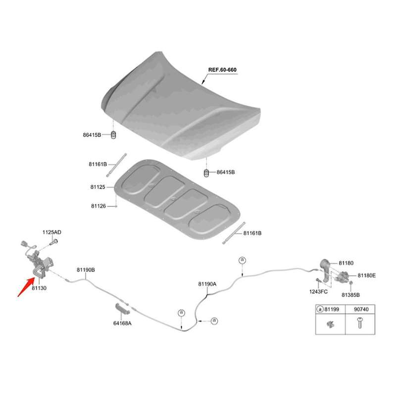 81130-s1000 Car Hood Lock Assembly for Fe 2019-2023 Engine Cover Latch Lock 81130s1000