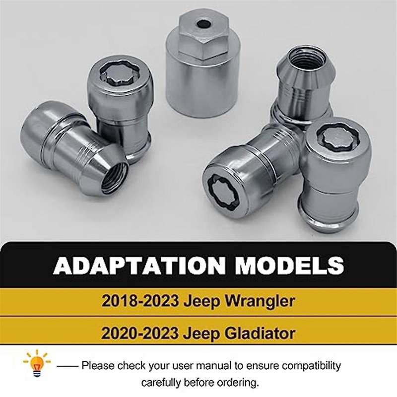 82215711 Wheel Lock Lug Nuts Set M14 X 1.5,compatible with 2018-2023 Wrangler and 2020-2023, Anti-th