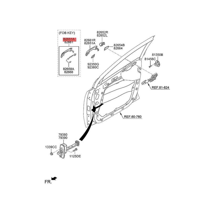 82661-d9710 Right Front Inductive Outside Door Handle Have Button for 2016-2021 Chrome Catch Puller