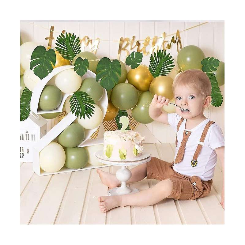 84 Pcs 6 Kinds Artificial Palm Leaves, Tropical Monstera Leaves, Jungle Leaves Decorations, Palm Lea