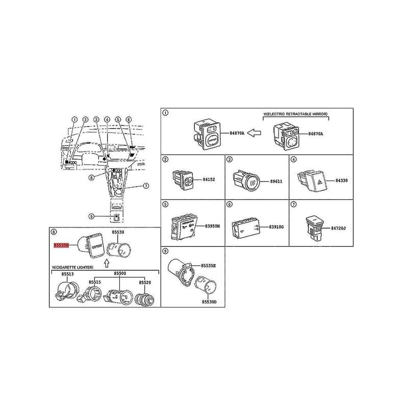 85535-50020 Rear Row Power Socket Cover for 4RUNNER Prado Alphard Lighter Panel Plug