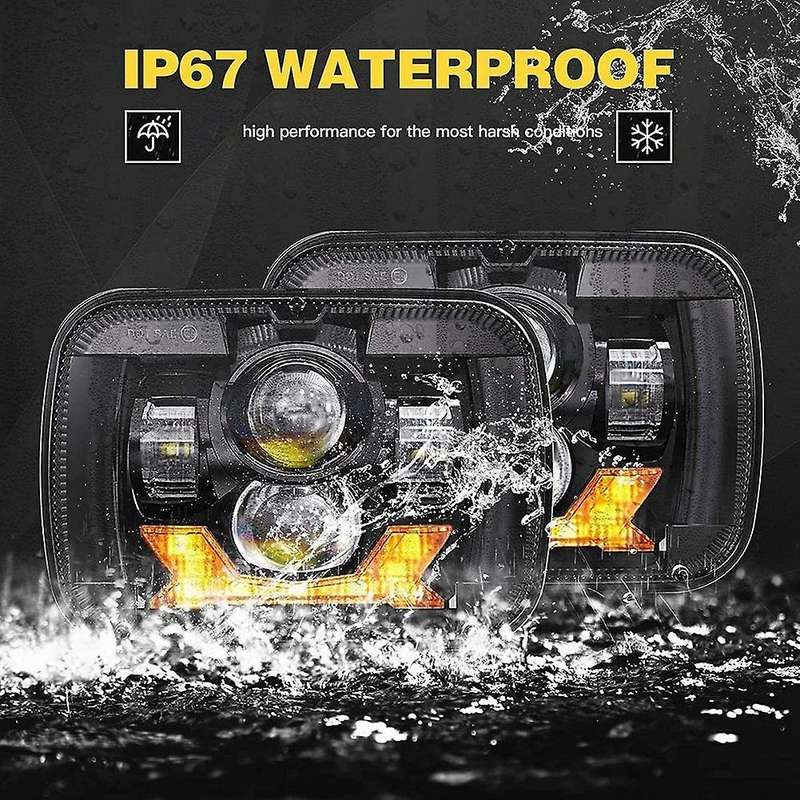 85W DOT Brighter Anti- H6054 5X7 7X6 LED Headlights,DRL Turn Signal Hi/Low Sealed Beam for XJ , Blac