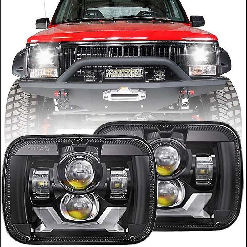 85W DOT Brighter Anti- H6054 5X7 7X6 LED Headlights,DRL Turn Signal Hi/Low Sealed Beam for XJ , Blac