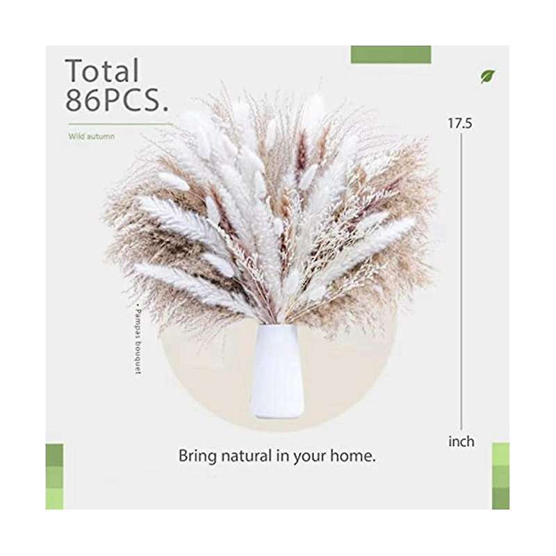 86pcs Natural Dried Pampas Grass, Phragmites, Dried Flowers, Bouquet for Wedding Flower Arrangement