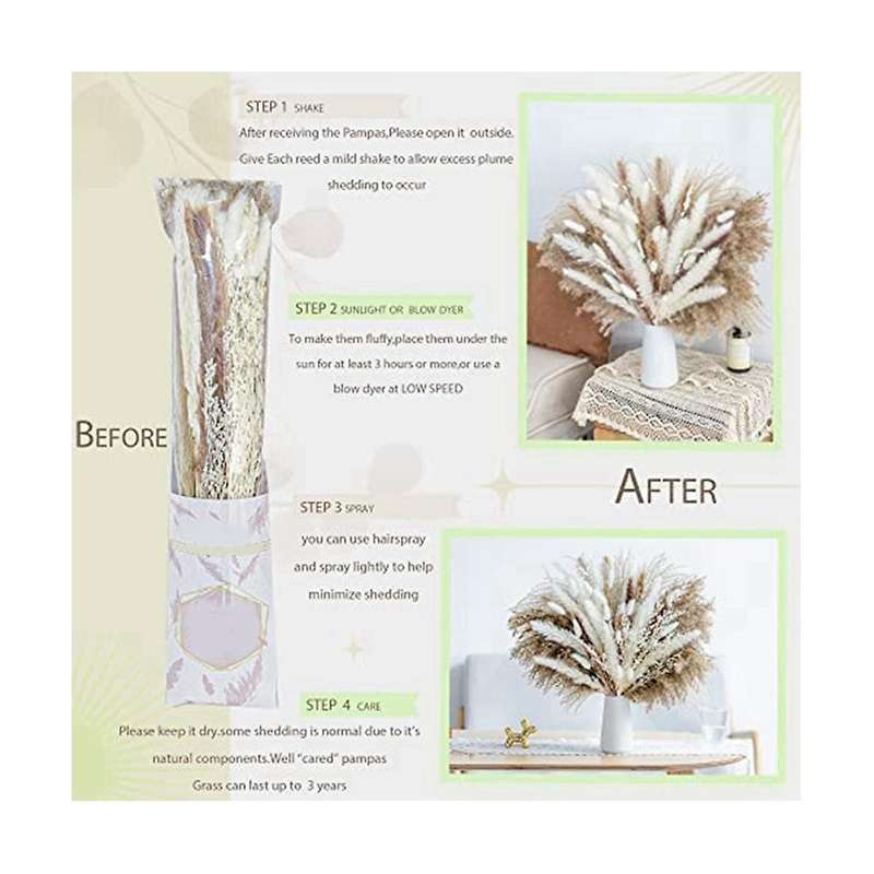 86pcs Natural Dried Pampas Grass, Phragmites, Dried Flowers, Bouquet for Wedding Flower Arrangement