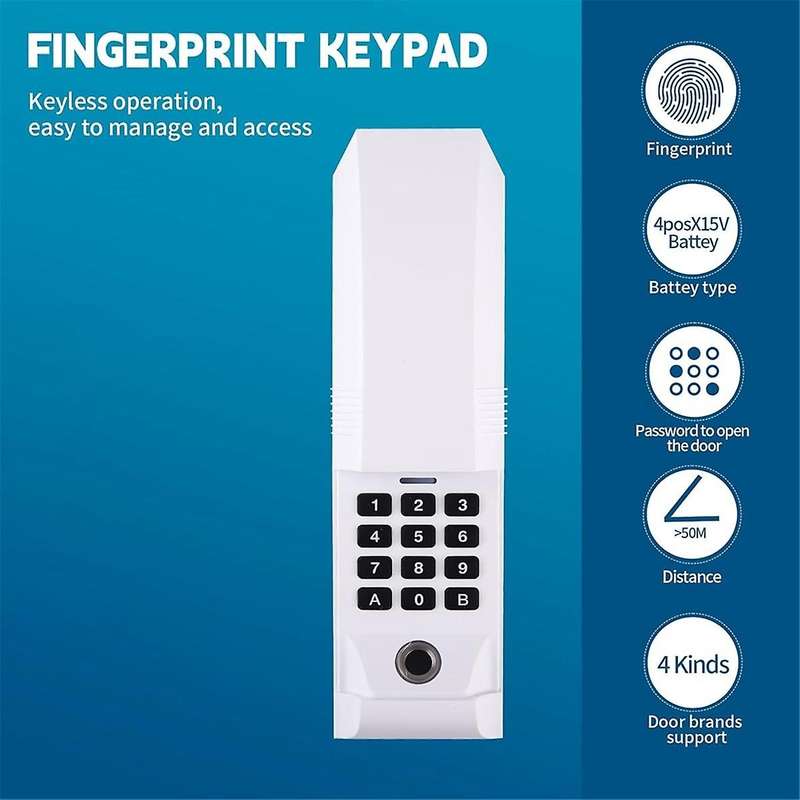 877max Fingerprint Garage Door Keypad for Opener. Replaces 878max G940ev-p2 977lm 877lm