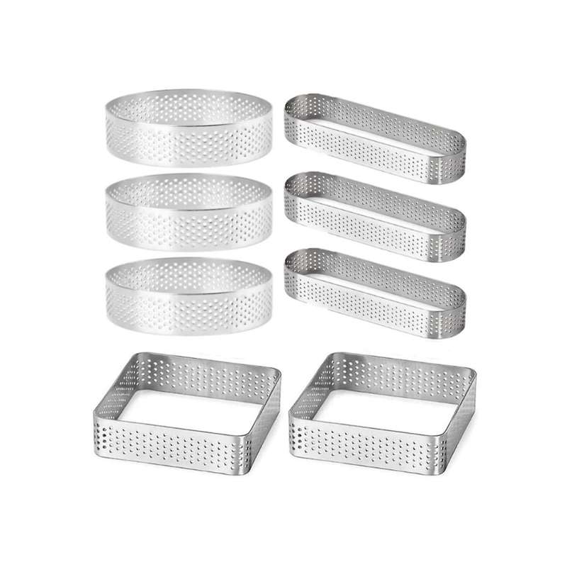 8cm Stainless Steel Tart Ring, Heat-resistant Perforated Cake Mousse Ring, Round Ring Baking Tools