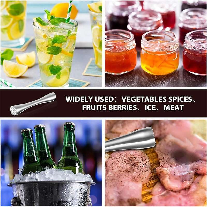 8Inch and 10Inch Stainless Steel Muddler for Cocktails,Old Fashioned Cocktail Muddler,Home Bar Suppl