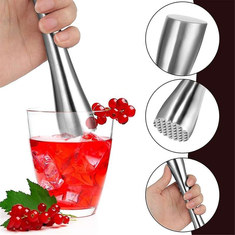 8Inch and 10Inch Stainless Steel Muddler for Cocktails,Old Fashioned Cocktail Muddler,Home Bar Suppl