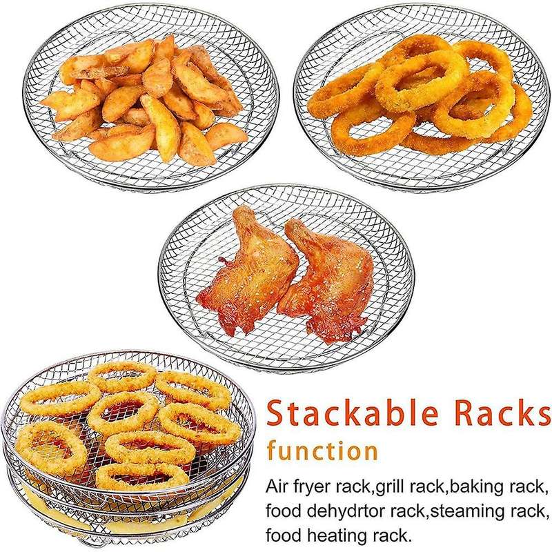 8-Inch 3-Layers Rack Stackable Grid Grilling Rack Stainless Steel Round Rack Kitchen Oven Cooker