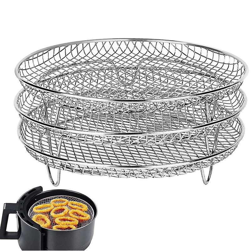 8-Inch 3-Layers Rack Stackable Grid Grilling Rack Stainless Steel Round Rack Kitchen Oven Cooker