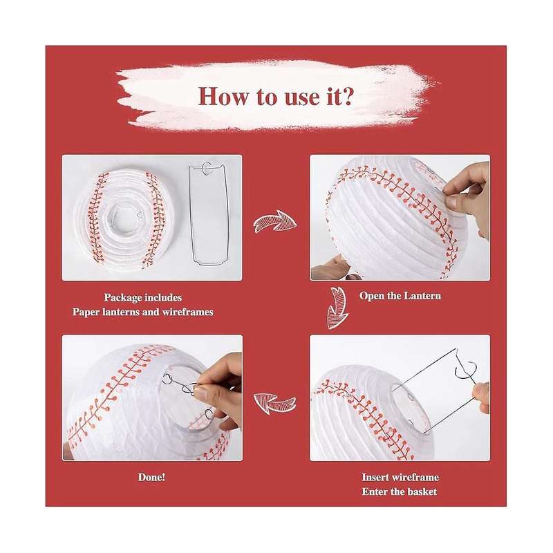 8inch Baseball Paper Lanterns Sports Team Party Baseball Hanging Lantern Softball Party Decorations