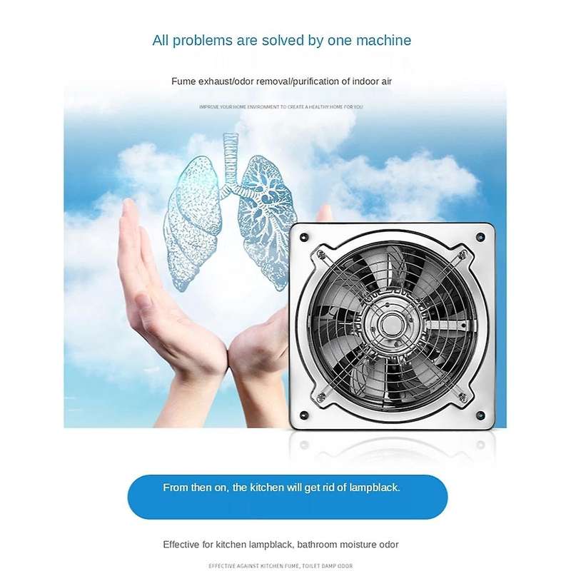8inch Booster Fan Extractor Exhaust Fan Ventilation Pipe Fan for Bathroom Toilet Kitchen Wall Window