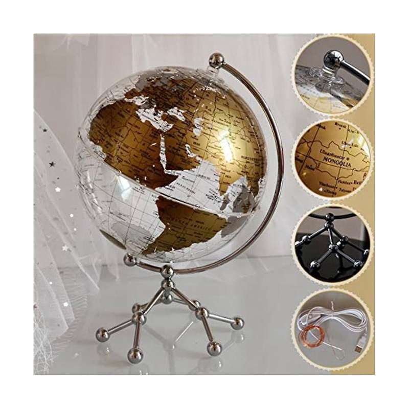 8inch World Globe,illuminated World Globe with Metal Stand,educational Interactive Globe, Led Globe