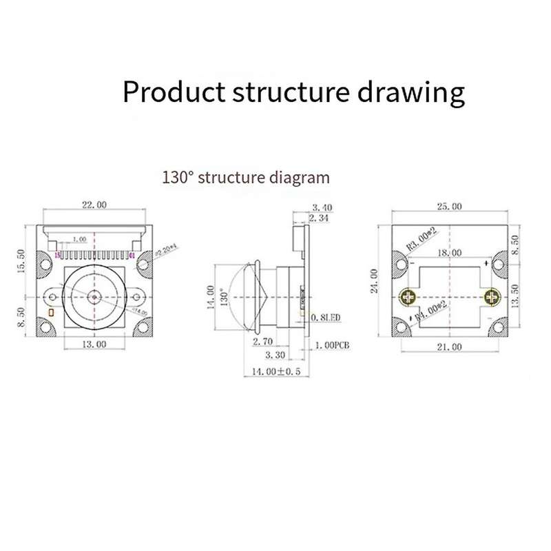 8MP Camera Module for 5 Camera IMX219 130 Degree Viewing Angle Interface Cam