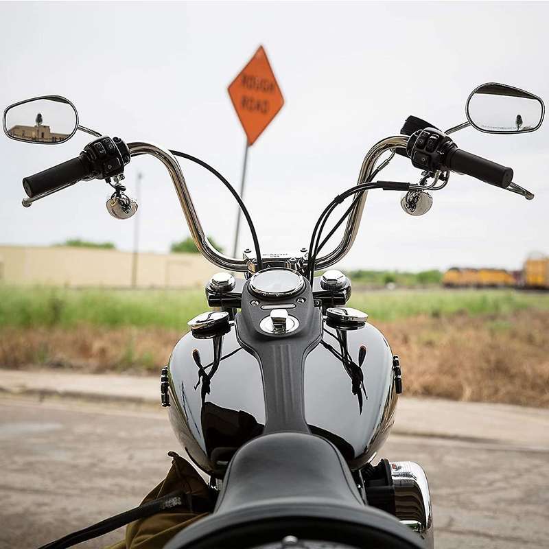 8mm Chrome Motorcycle Mirrors Long Stem for Road Street Glide Road Glide Softail 1982-2020
