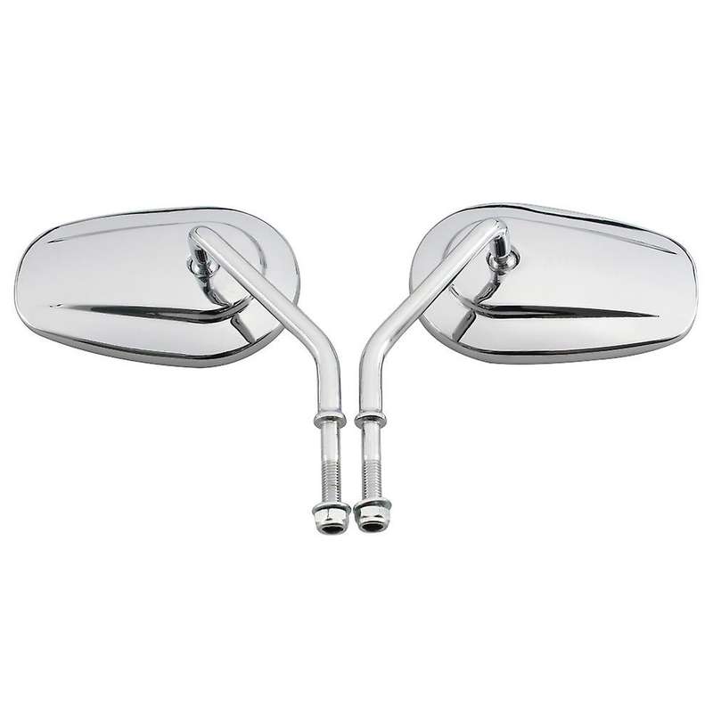 8mm Chrome Motorcycle Mirrors Long Stem for Road Street Glide Road Glide Softail 1982-2020