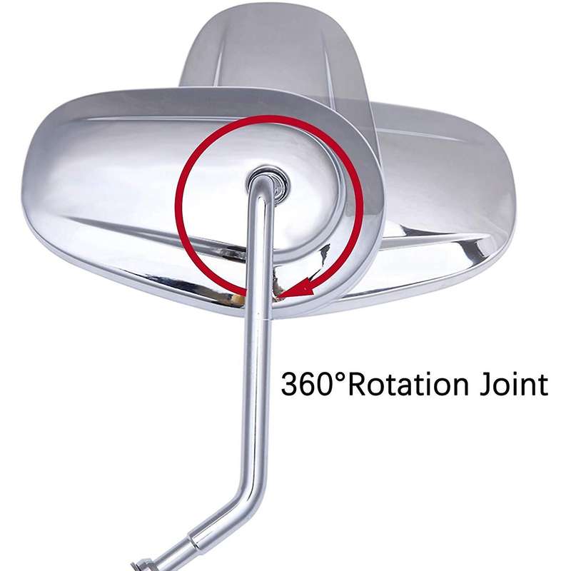 8mm Chrome Motorcycle Mirrors Long Stem for Road Street Glide Road Glide Softail 1982-2020