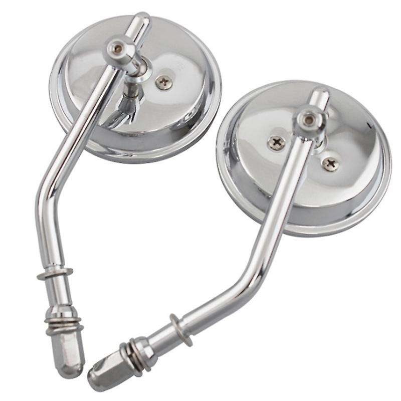 8mm Chrome Motorcycle Mirror Short Stem 3Inch Round Rearview Mirror for Chopper Old School 1982-2018