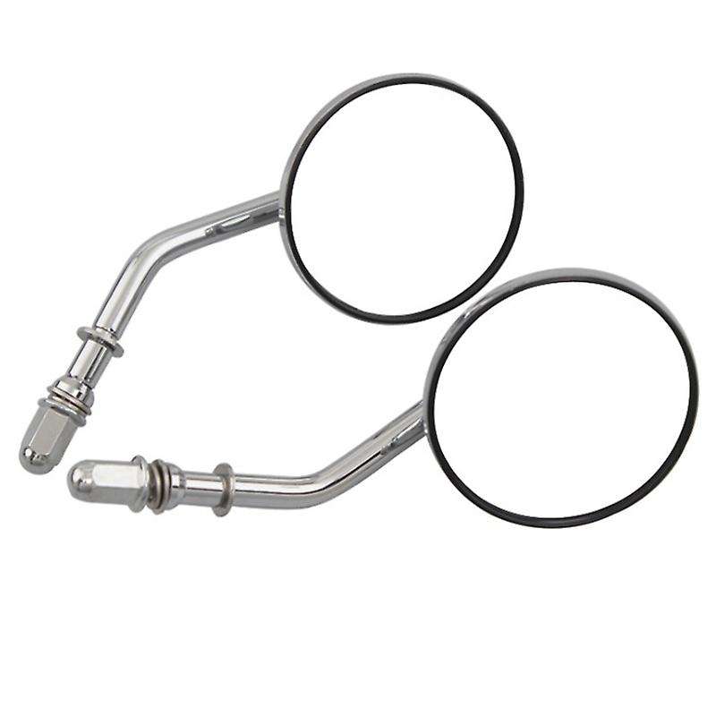 8mm Chrome Motorcycle Mirror Short Stem 3Inch Round Rearview Mirror for Chopper Old School 1982-2018