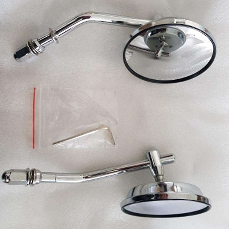 8mm Chrome Motorcycle Mirror Short Stem 3Inch Round Rearview Mirror for Chopper Old School 1982-2018