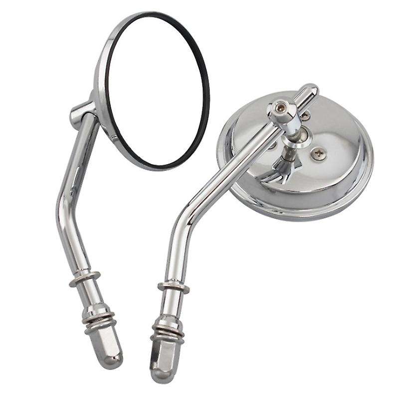 8mm Chrome Motorcycle Mirror Short Stem 3Inch Round Rearview Mirror for Chopper Old School 1982-2018