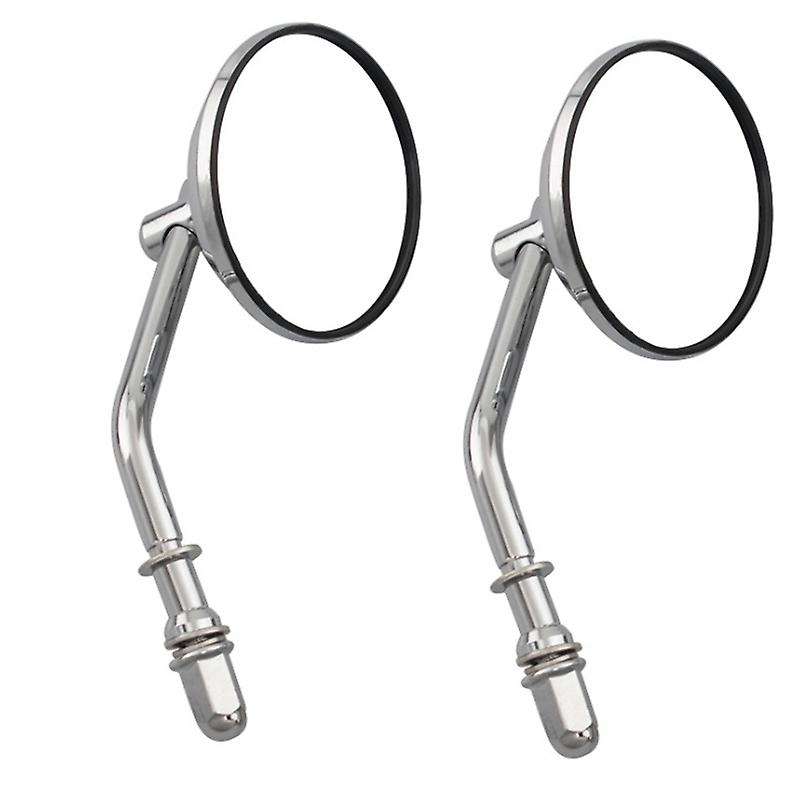 8mm Chrome Motorcycle Mirror Short Stem 3Inch Round Rearview Mirror for Chopper Old School 1982-2018