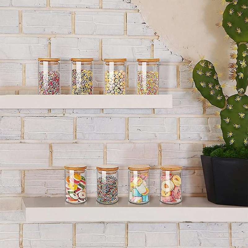 8Oz Glass Jars Set of 12,Glass Spice Jars with Bamboo Lids, Airtight Glass Storage Jars Canisters fo