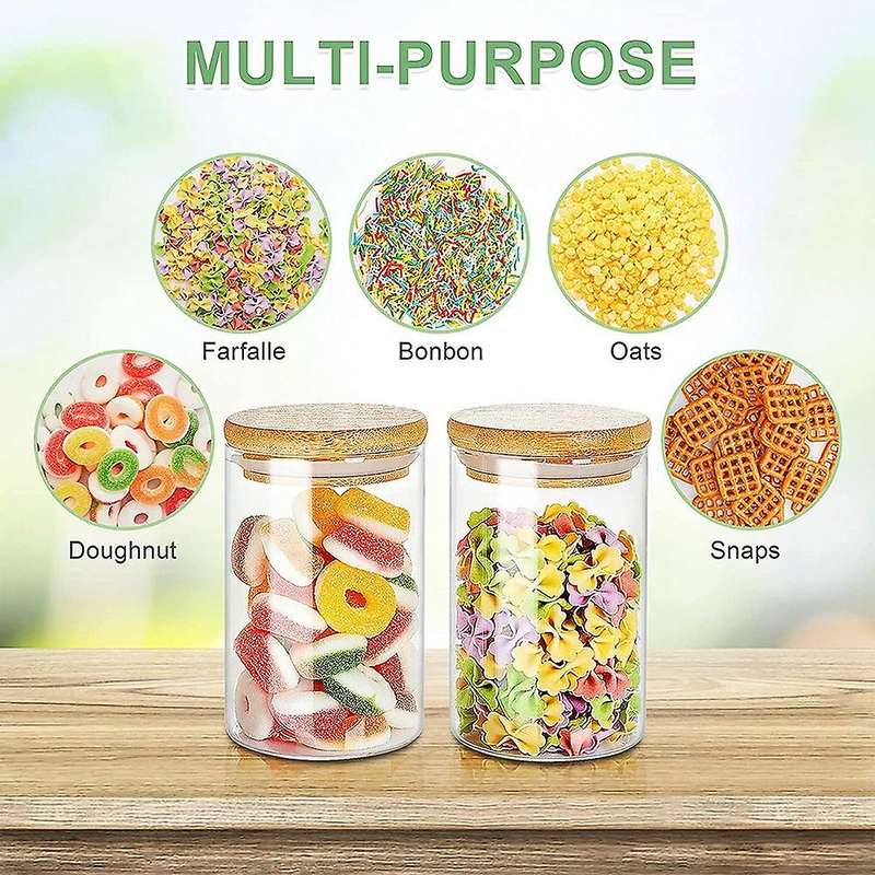 8Oz Glass Jars Set of 12,Glass Spice Jars with Bamboo Lids, Airtight Glass Storage Jars Canisters fo