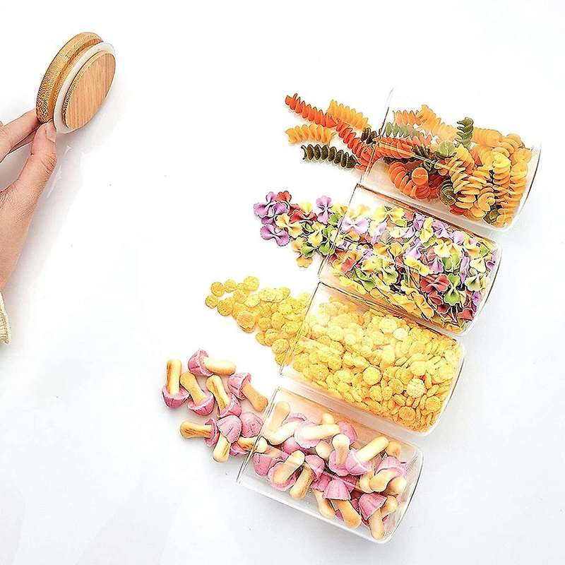 8Oz Glass Jars Set of 12,Glass Spice Jars with Bamboo Lids, Airtight Glass Storage Jars Canisters fo