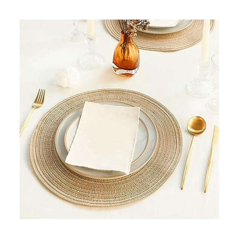 8-pack Round Woven Placemats Heat Resistant Placemats Cotton Yarn Placemats Table Insulation Pad Hou