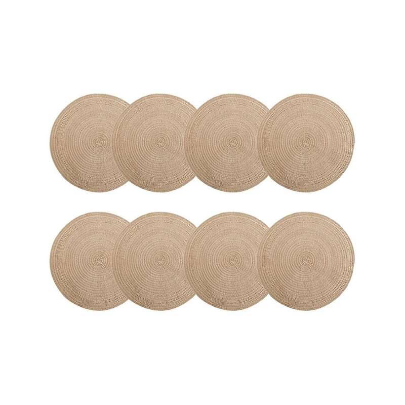 8-pack Round Woven Placemats Heat Resistant Placemats Cotton Yarn Placemats Table Insulation Pad Hou
