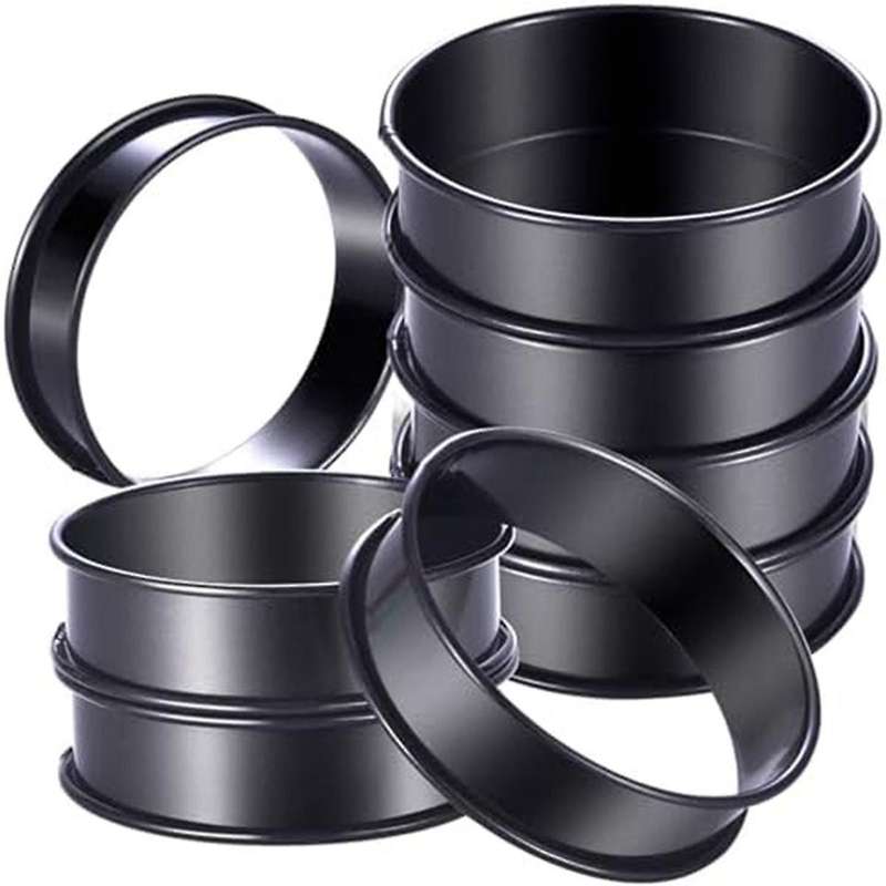 8pack Crumpet Rings Nonstick English Muffin Rings 4 Inch - Stainless Steel Double Rolled Tart Rings