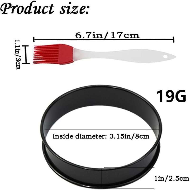 8Pack Crumpet Rings Nonstick English Muffin Rings 3.15 Inch - Stainless Steel Double Rolled Tart Rin