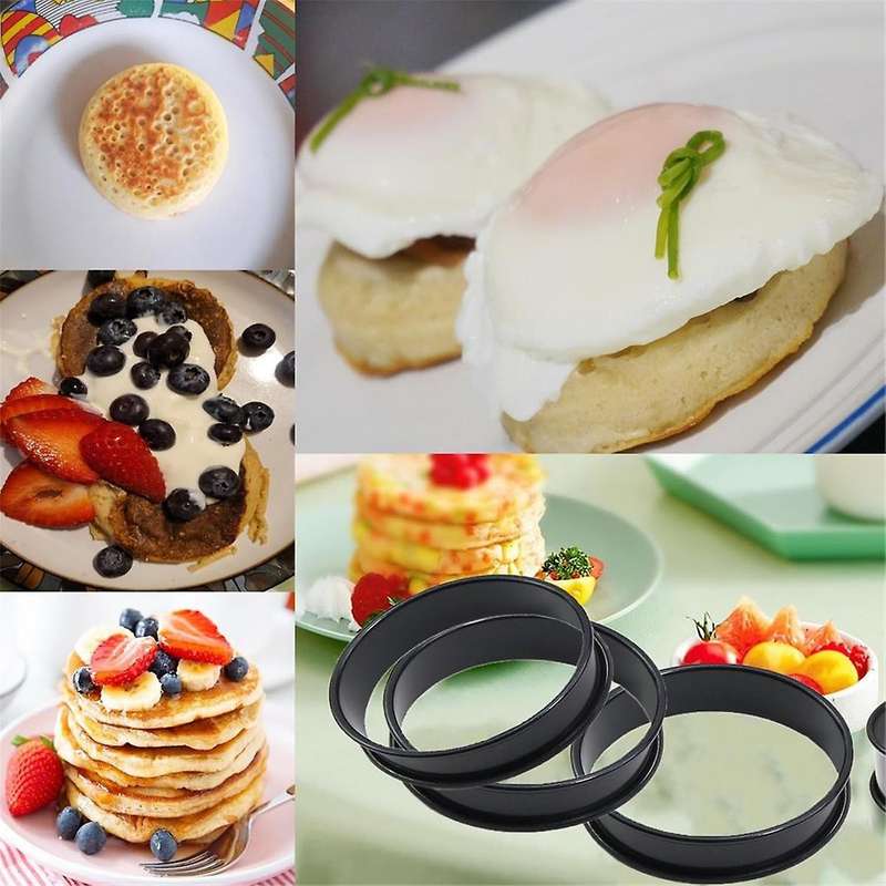 8Pack Crumpet Rings Nonstick English Muffin Rings 3.15 Inch - Stainless Steel Double Rolled Tart Rin
