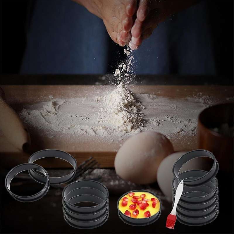 8Pack Crumpet Rings Nonstick English Muffin Rings 3.15 Inch - Stainless Steel Double Rolled Tart Rin