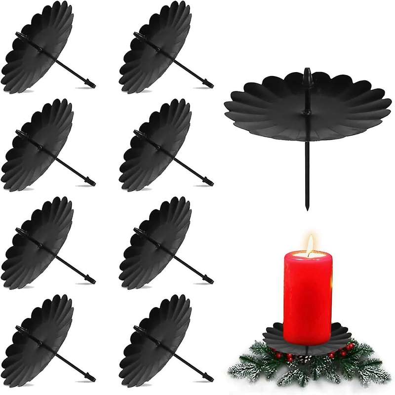 8pack Wreath Candle Holders 7.5cm, Metal -candle Holder, Pillar Candles, Taper Candle Wreath for Pl