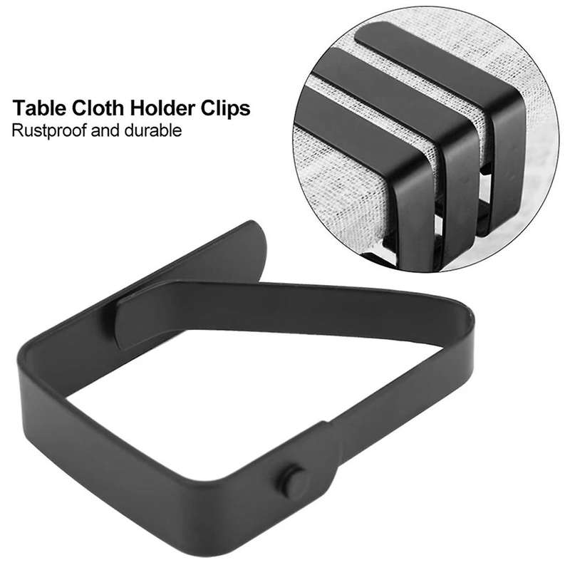 8Pack Stainless Steel Tablecloth Clips Black Picnic Tablecloth Clips Adjustable Anti-Skid Fixed Tab
