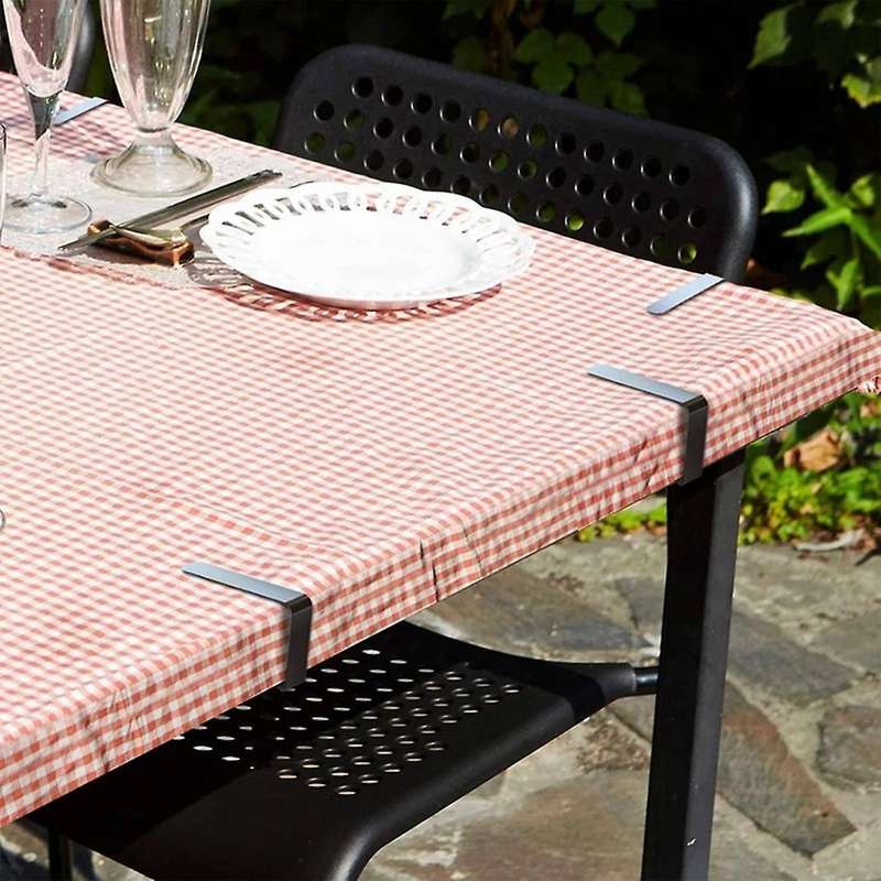 8Pack Stainless Steel Tablecloth Clips Black Picnic Tablecloth Clips Adjustable Anti-Skid Fixed Tab