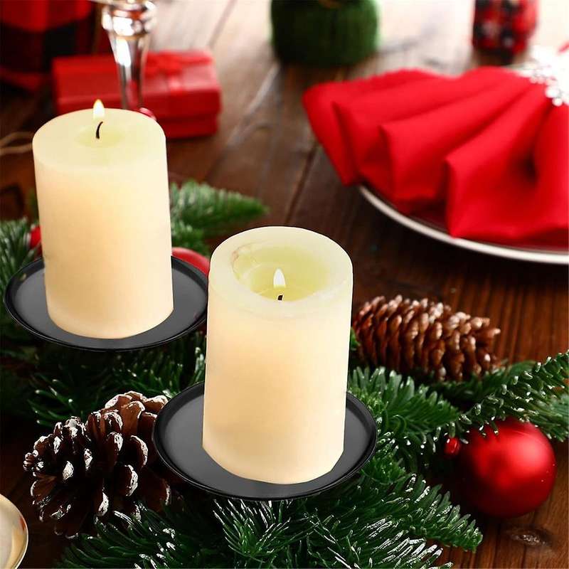 8pack Wreath Candle Holders 8cm, Metal -candle Holder, Pillar Candles, Taper Candle Wreath for Plug