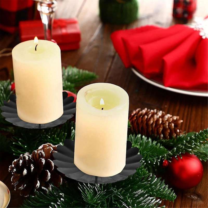 8Pack Wreath Candle Holders 7.5cm, Metal -Candle Holder, Pillar Candles, Taper Candle Wreath for Plu