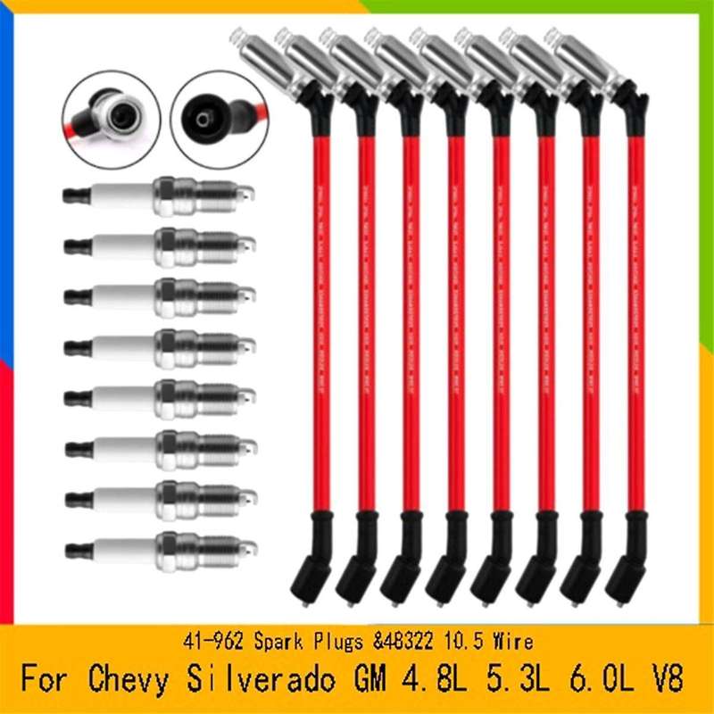 8PCS 41-962 Spark Plugs &48322 10.5 Wire for 4.8L 5.3L 6.0L