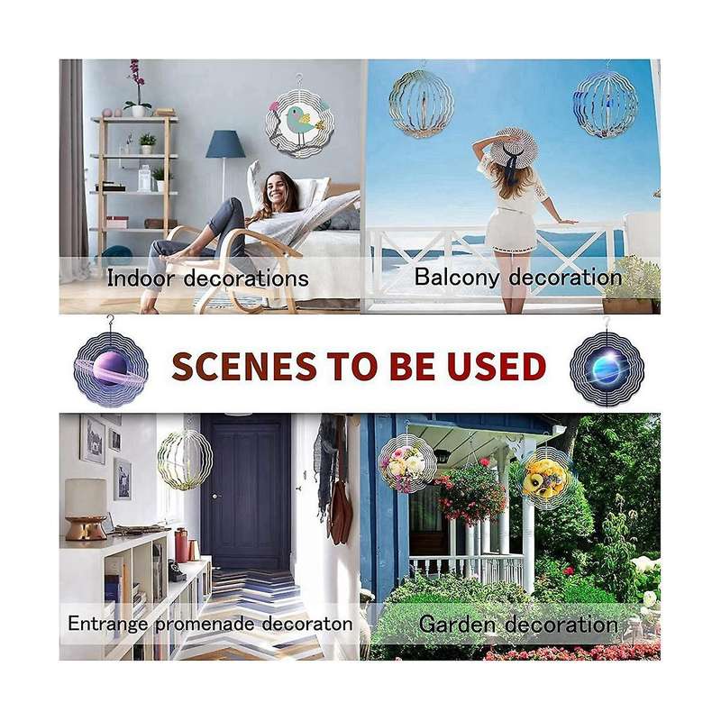 8pcs 10 Inch Sublimation Wind Spinner Blanks 3d Wind Spinners Hanging Wind Spinners for Indoor Outd