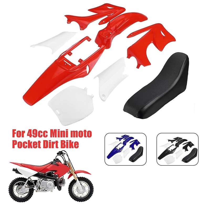 8Pcs 47Cc 49Cc Plastic 2-Stroke Dirt Bike Set Mudguard Seat Fairing Body Kits Red