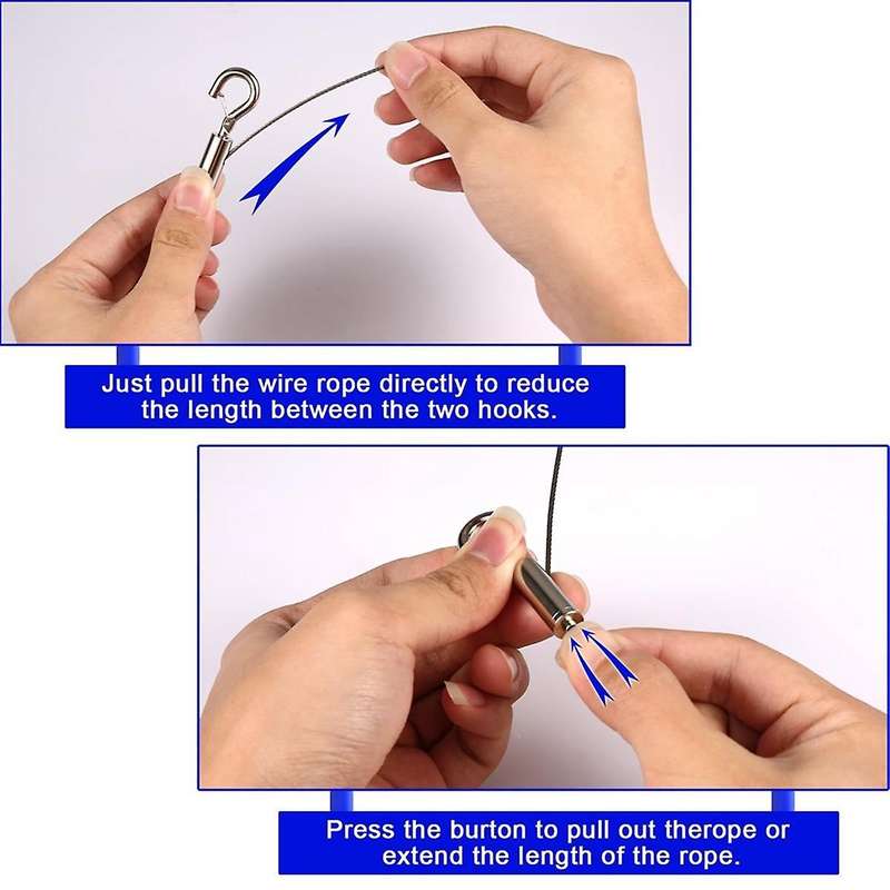 8pcs Adjustable Wire Ropes with Hooks, Stainless Steel Picture Hanging Wire Heavy Duty Picture Wire