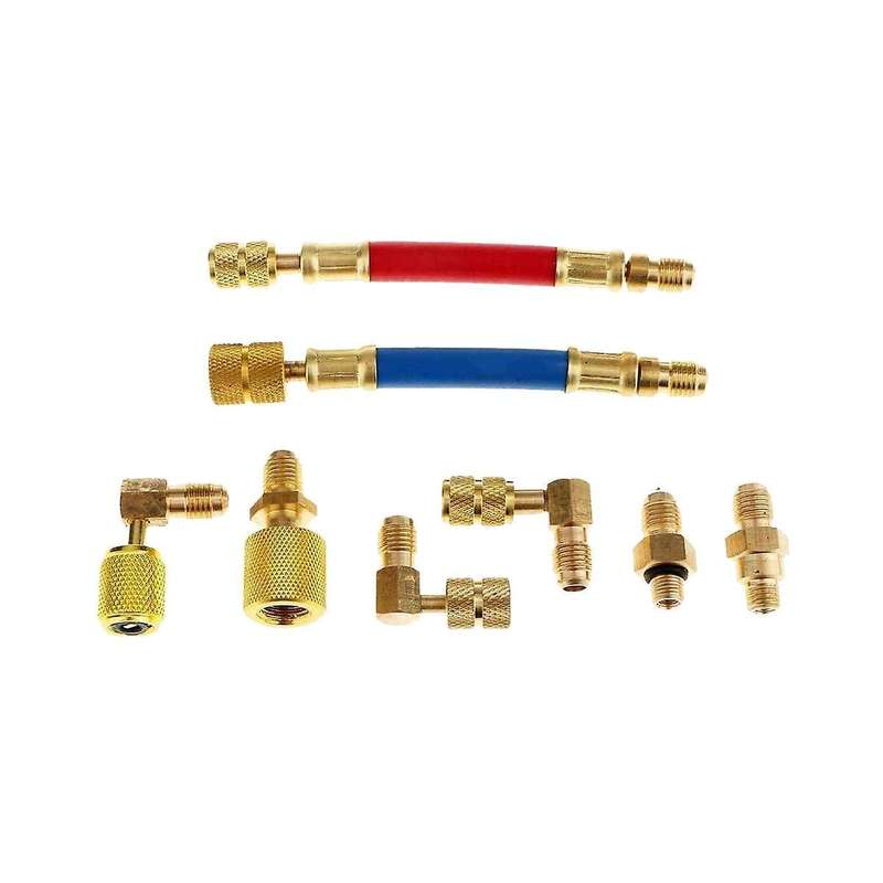 8pcs Car Air Conditioner Refrigeration Ct-138 Converting Adapter Hose Set Air Condition Filling Kit