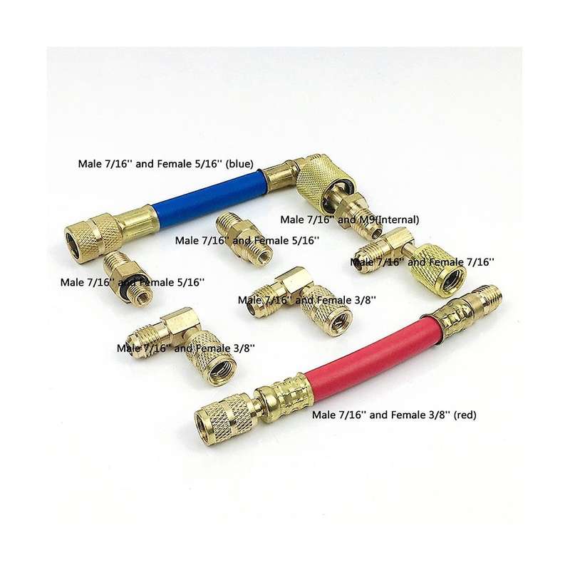 8pcs Car Air Conditioner Refrigeration Ct-138 Converting Adapter Hose Set Air Condition Filling Kit
