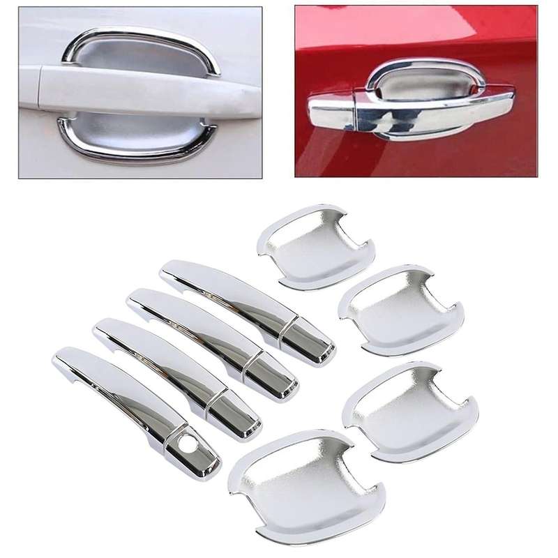 8PCS Car Door Handle Bowl Chrome Door Handle Protective Cover Trim for 2008-2013