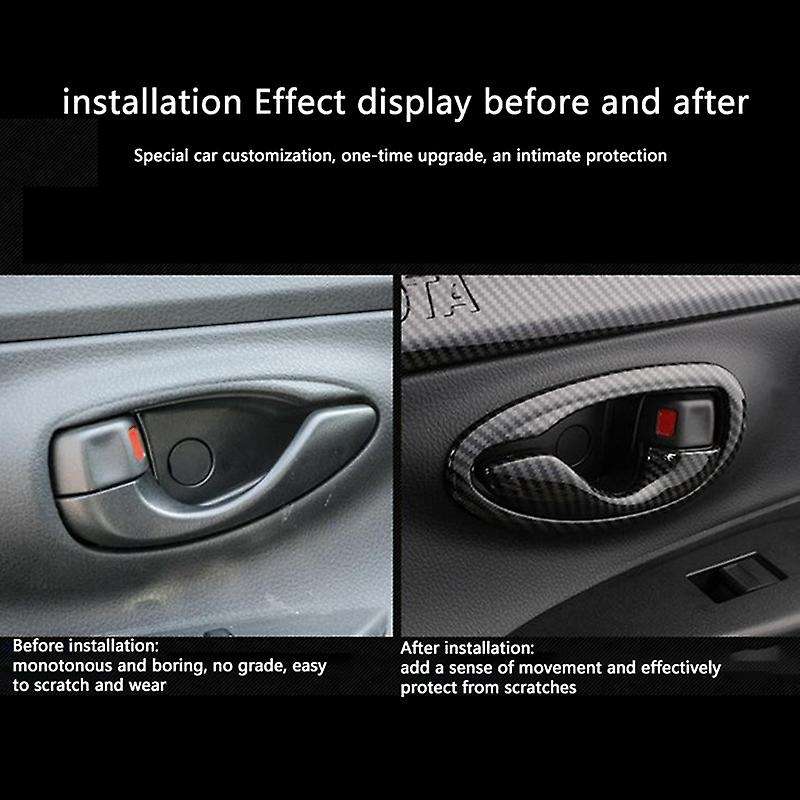 8PCS Car Inner Door Handle Bowl Cover for Vios 2014-2018 Door Handle Protective Cover Trim Sticker A